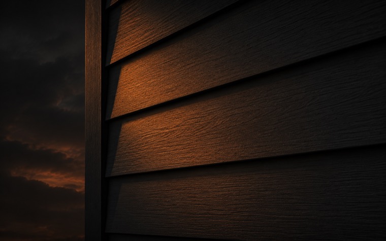 Lap siding on a home at dusk